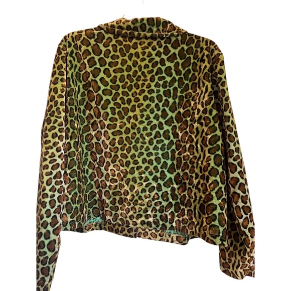 Leopard Jacket Fun iridescent green. Velveteen Metallic XL Jacket Brown Green - Picture 4 of 11
